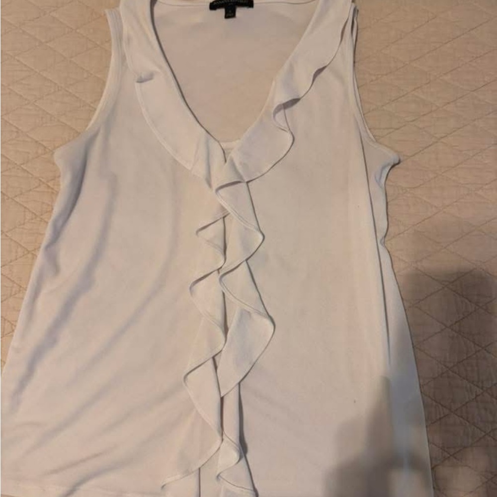 Banana Republic Ivory Ruffle Front Blouse
